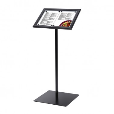 Zewnętrzny stojak na menu czarny z gablotą 2xA4